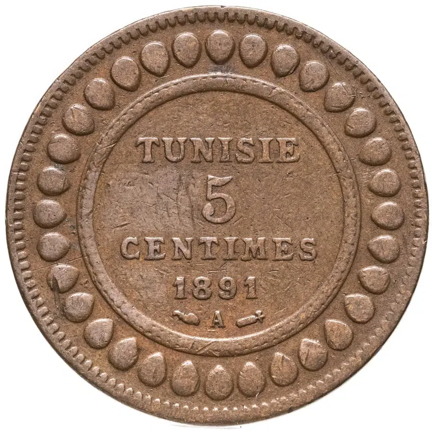 Тунис 5 сантимов (centimes) 1891