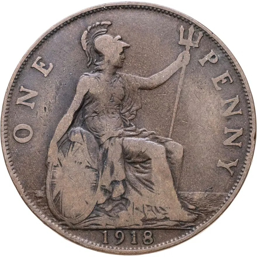 Великобритания 1 пенни (penny) 1918   Без отметки монетного двора, реверс