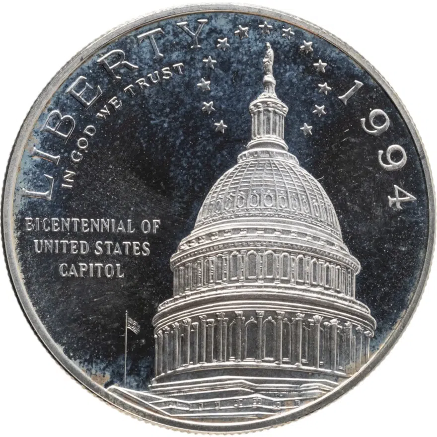 США 1 доллар (dollar) 1994 S Capitol (200 лет Капитолию) знак монетного двора "S" - Сан-Франциско, реверс