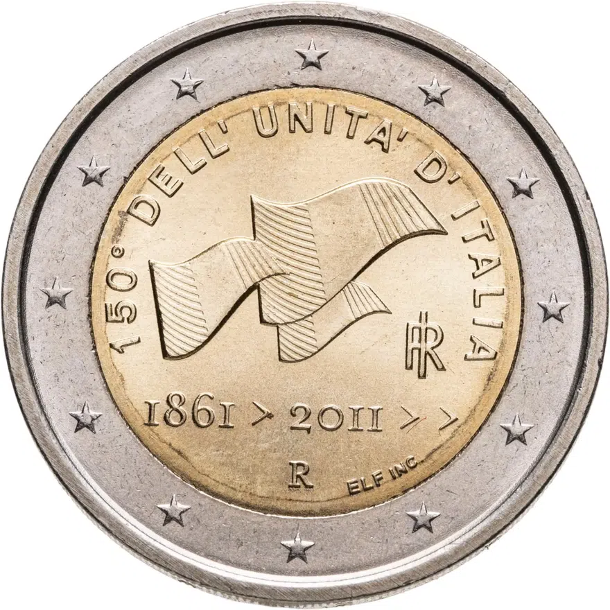 Италия 2 euro (евро) 2011 150 лет объединения Италии, аверс