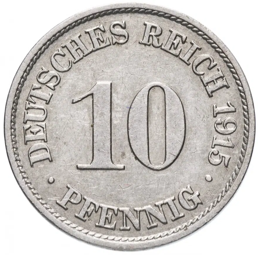 Германия (Империя) 10 пфеннигов (pfennig) 1915 A