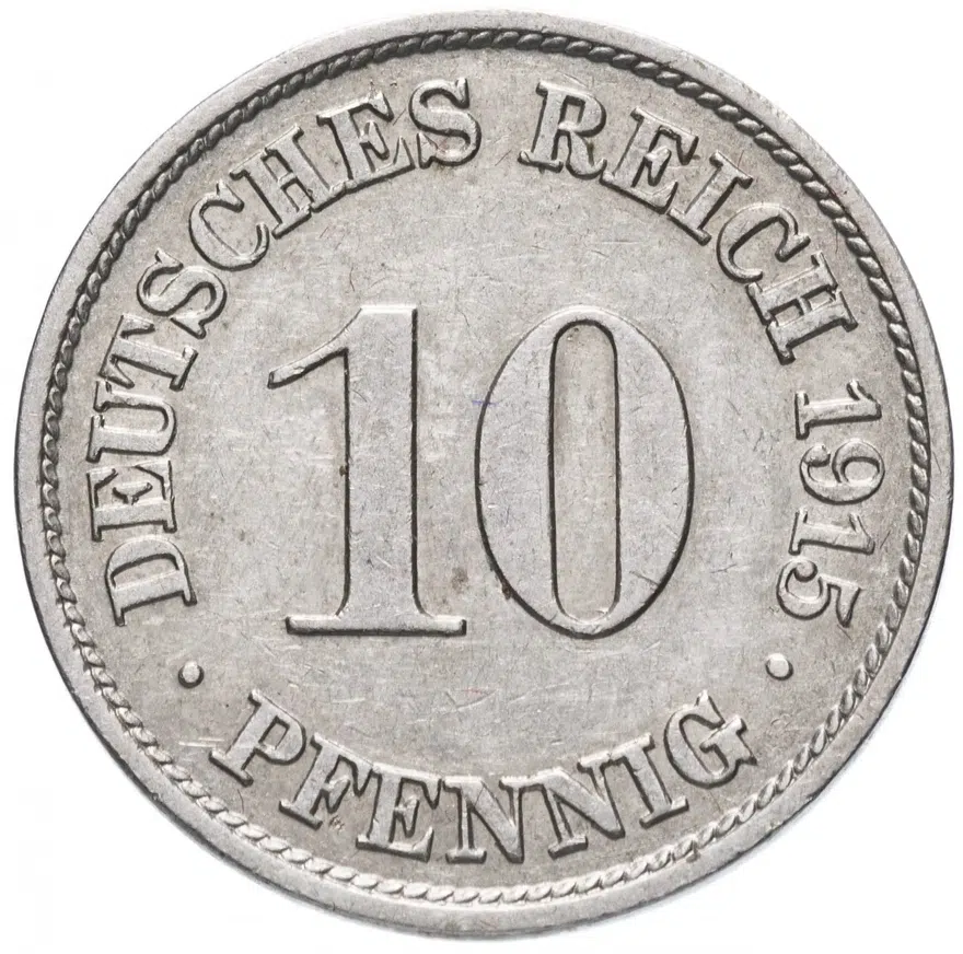 Германия (Империя) 10 пфеннигов (pfennig) 1915 A, реверс