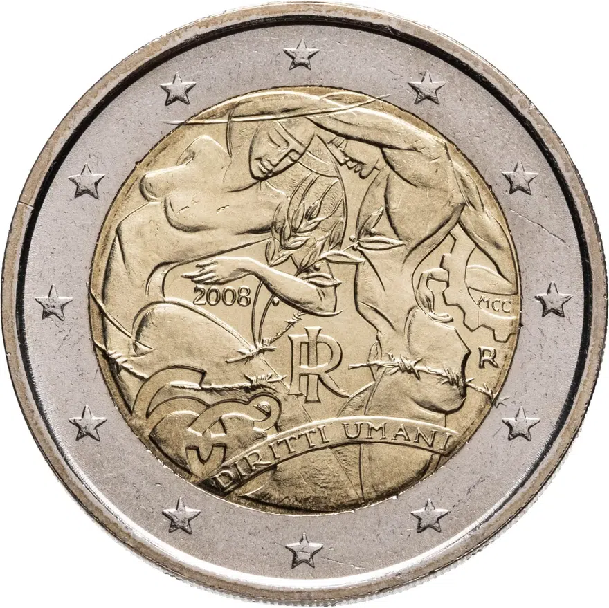 Италия 2 евро (euro) 2008 60-летие принятия Всеобщей декларации прав человека