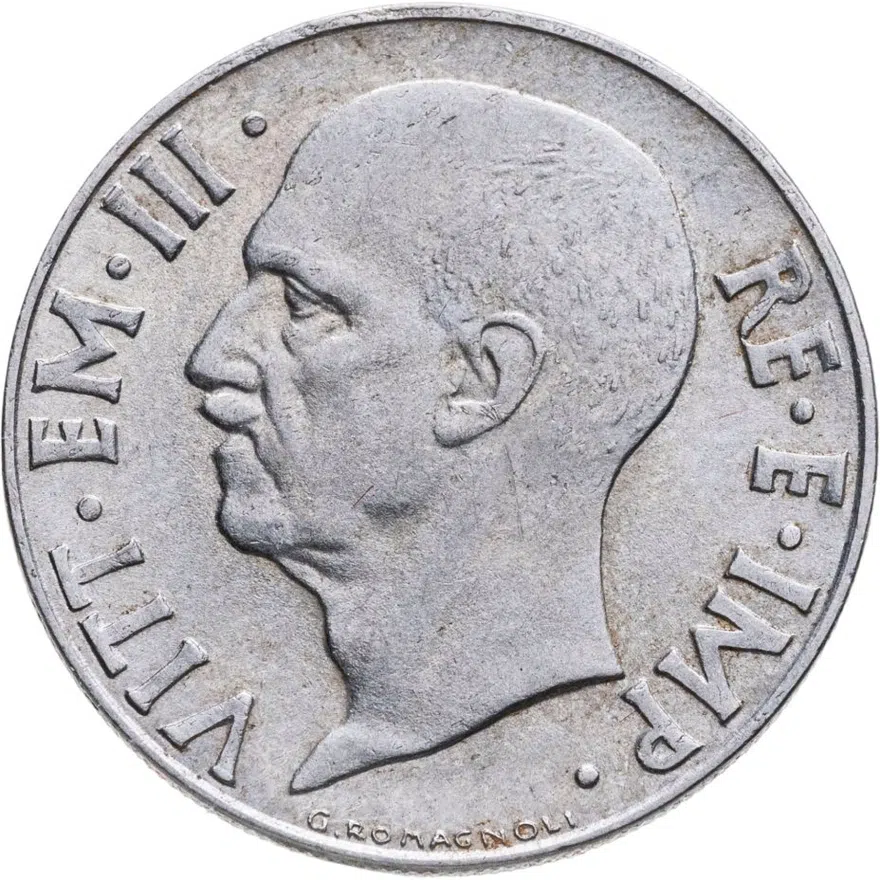 Италия 20 чентезимо (centesimi) 1941  Магнетик, ребристый гурт, реверс