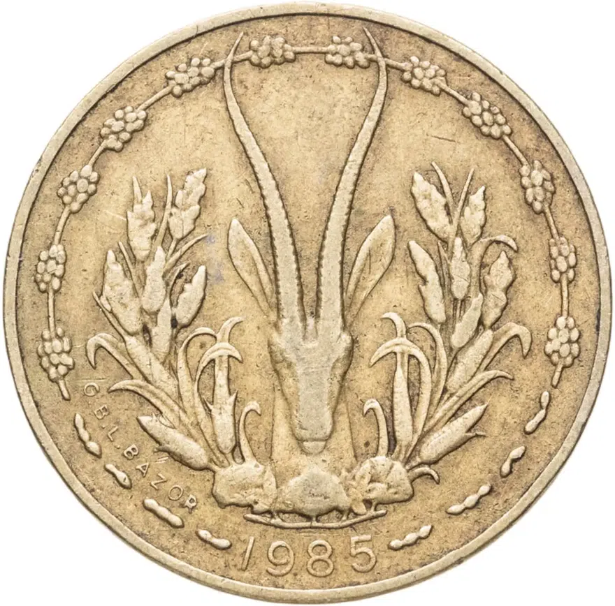 Западная Африка (BCEAO) 5 франков (francs) 1985, реверс