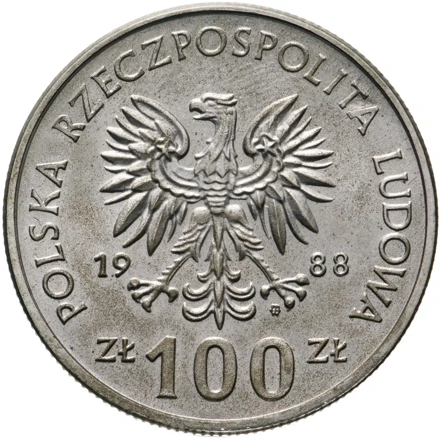 Польша 100 злотых (zlotych) 1988  Польские правители - Королева Ядвига, реверс