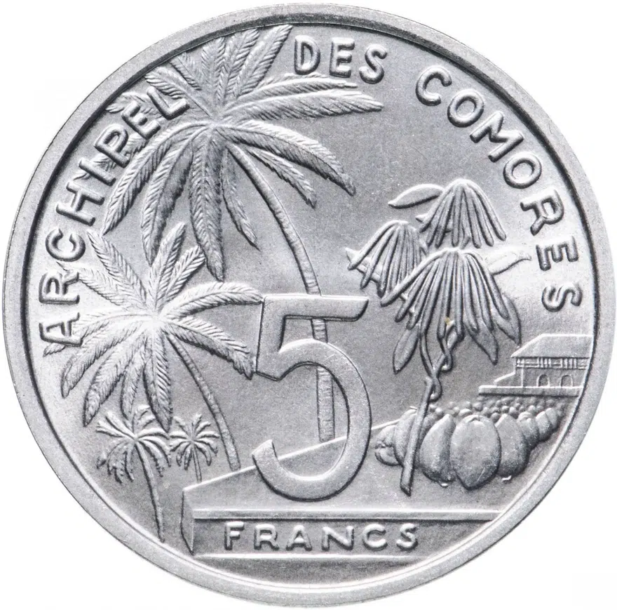 Коморские острова 5 франков (francs) 1964, реверс