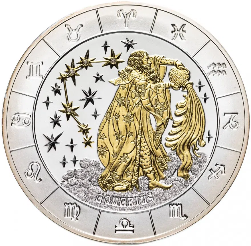 Руанда 1000 франков (francs) 2009 "Знаки зодиака - Водолей" с сертификатом