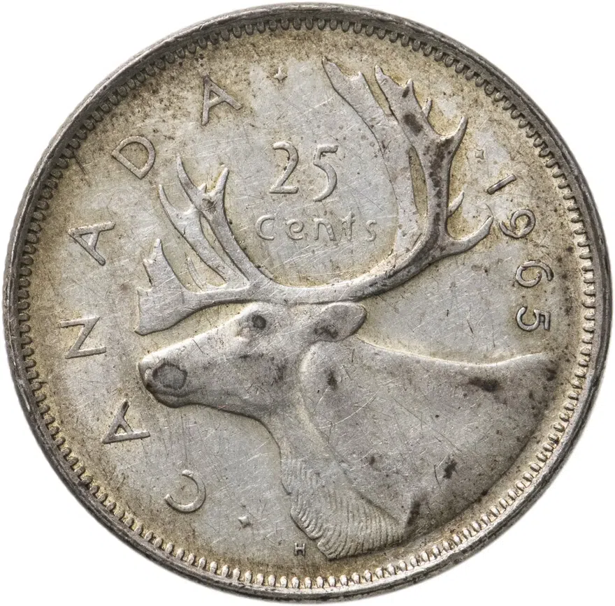 Канада 25 центов (cents) 1965, аверс