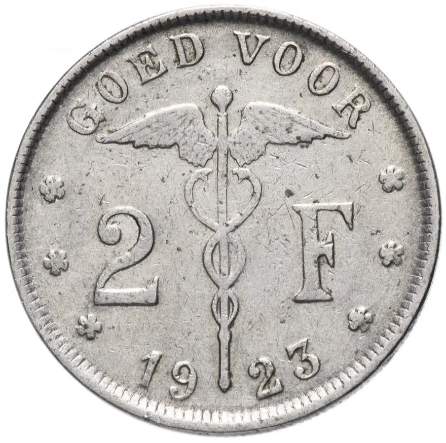 Бельгия 2 франка (francs) 1923
