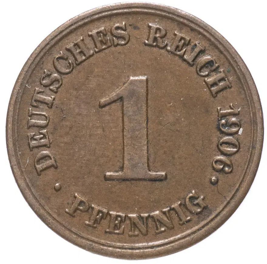 Германия 1 пфенниг (pfennig) 1906 "E", аверс