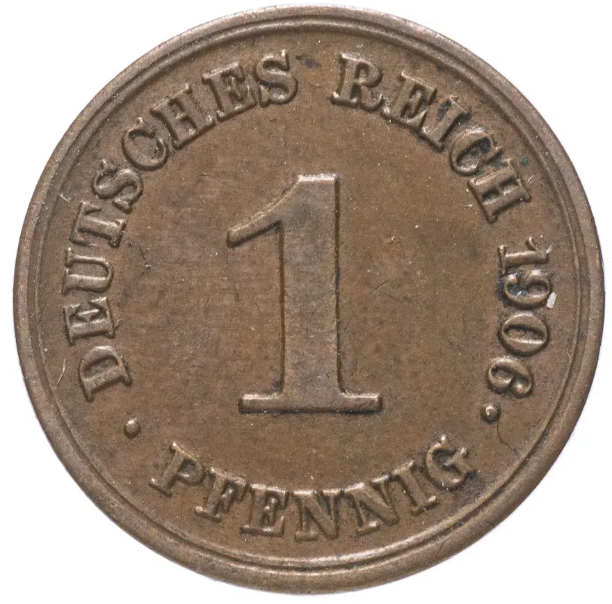 Германия 1 пфенниг (pfennig) 1906 "E", реверс