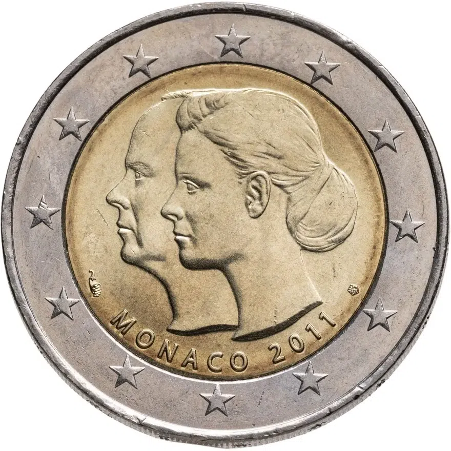 Монако 2 euro (евро) 2011 Свадьба принца Альбера II и Шарлин Уиттсток