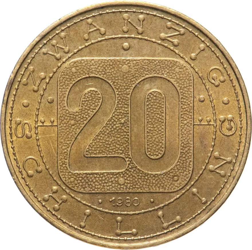 Австрия 20 шиллингов (shillings) 1980  Девять провинций Австрии, реверс