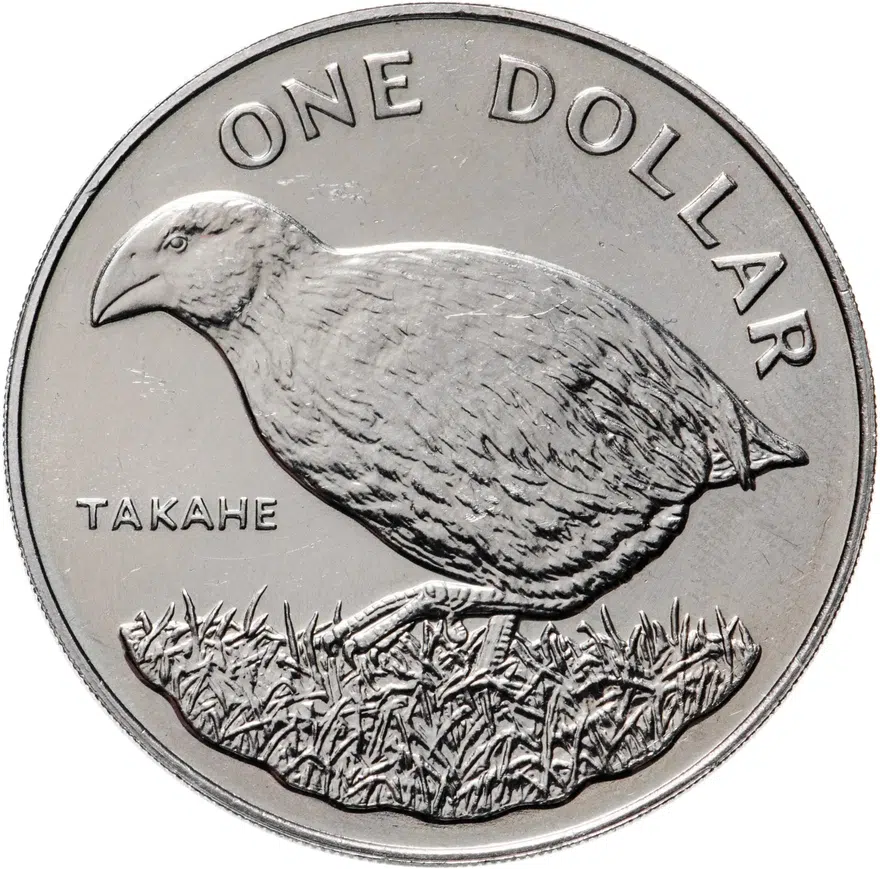 Новая Зеландия 1 доллар (dollar) 1982  Такахе, аверс