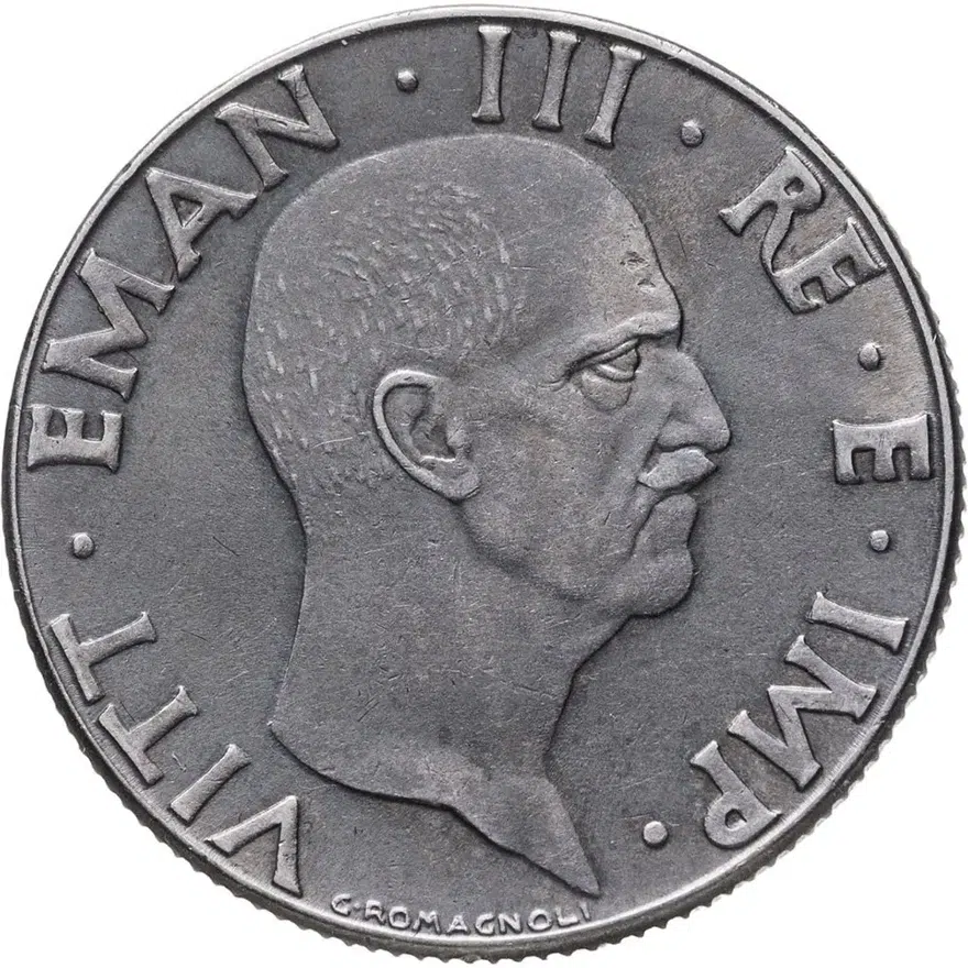 Италия 50 чентезимо (centesimi) 1939  Не магнетик, ребристый гурт 1939 - XVIII