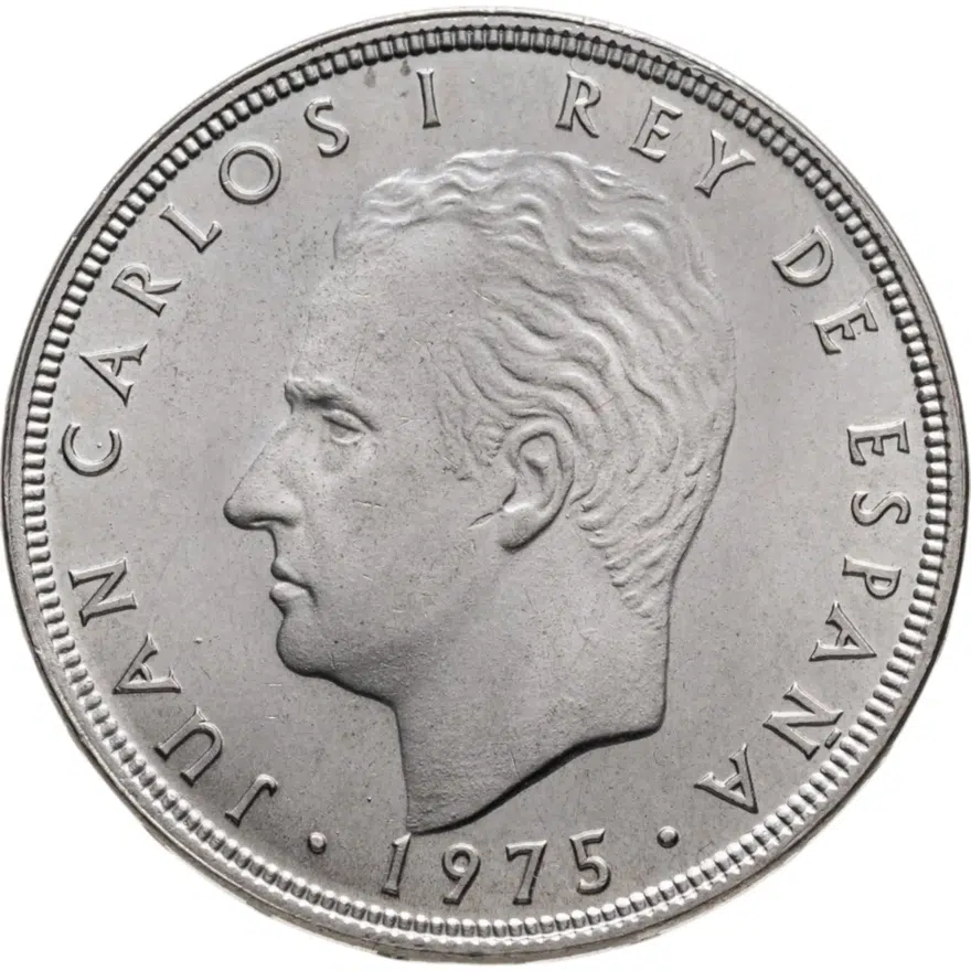 Испания 100 песет (pesetas) 1975, 1976 внутри звезд