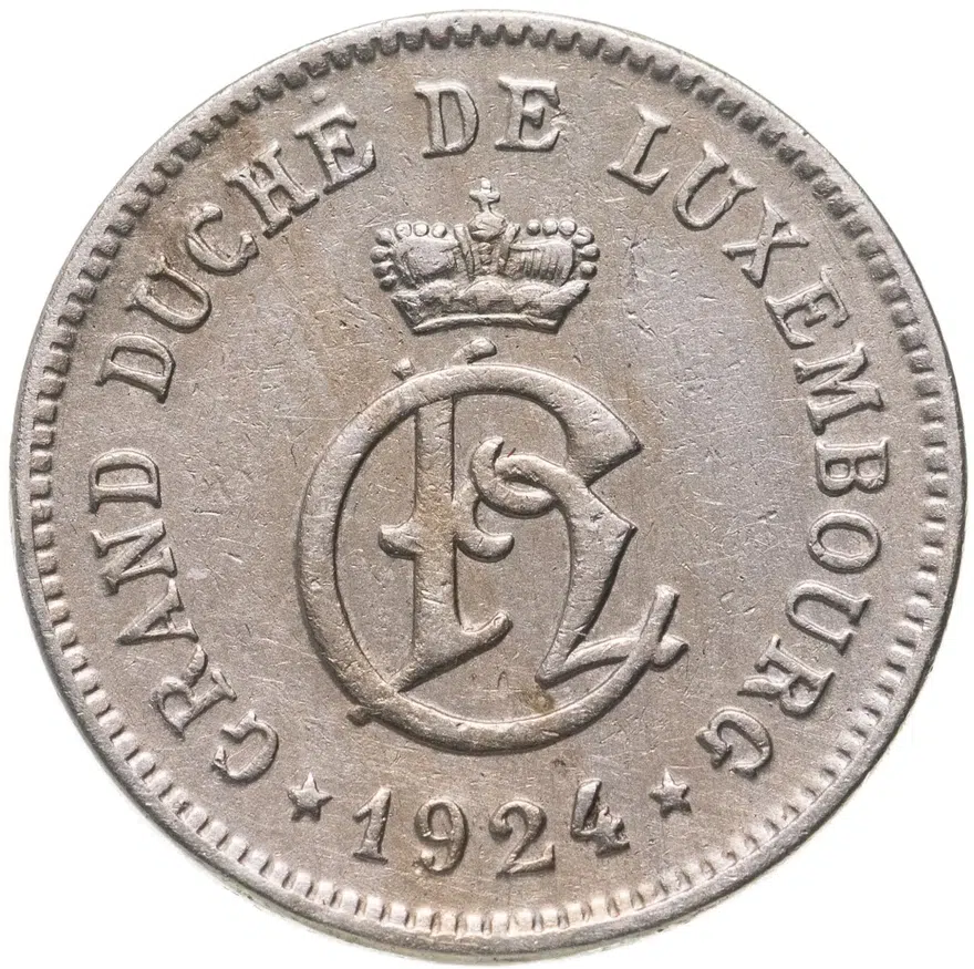 Люксембург 10 сантимов (centimes) 1924