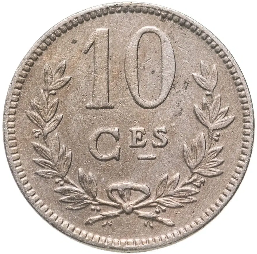 Люксембург 10 сантимов (centimes) 1924, реверс
