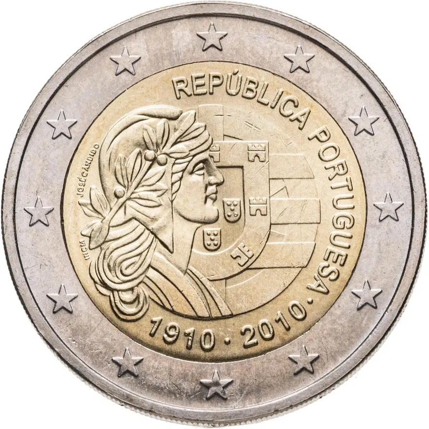 Португалия 2 euro (евро) 2010 100 лет Португальской Республике