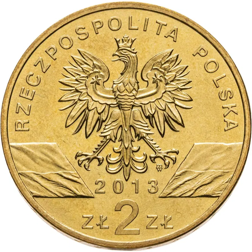 Польша 2 злотых (zlote) 2013  Всемирная природа - Зубр, реверс