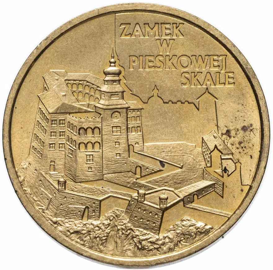 Польша 2 злотых (zlote) 1997 - Замки и дворцы Польши: Замок Песковая Скала, аверс
