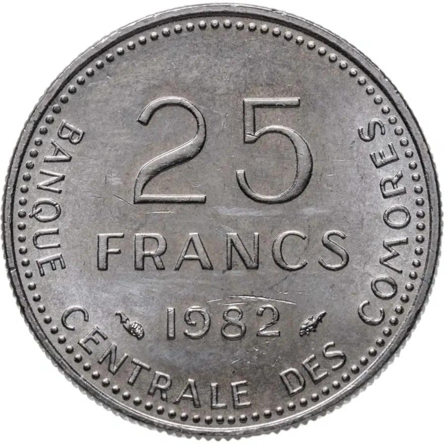Коморские острова 25 франков (francs) 1982