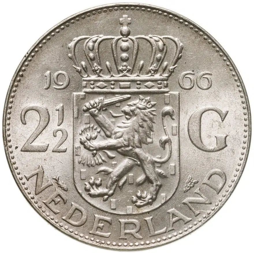 Нидерланды 2 1/2 гульдена (gulden) 1966, реверс