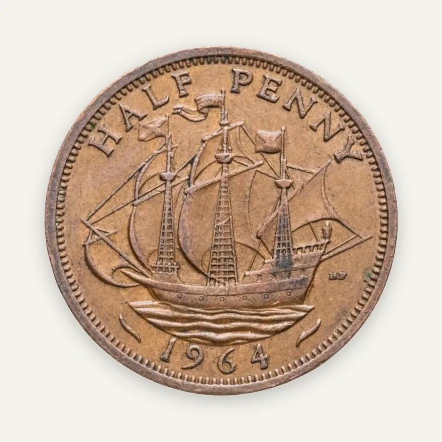Великобритания 1/2 пенни (penny) 1964, аверс