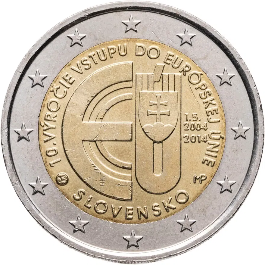 Словакия 2 евро 2014 "10 лет вступления в Европейский Союз"