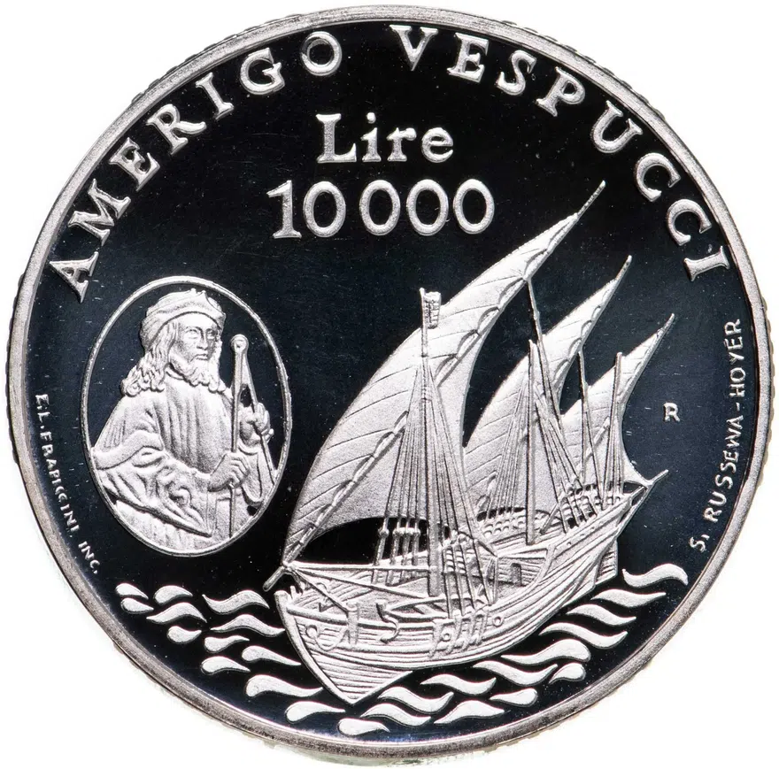 Сан-Марино 10000 лир (lire) 1995  Парусник "Америго Веспуччи"