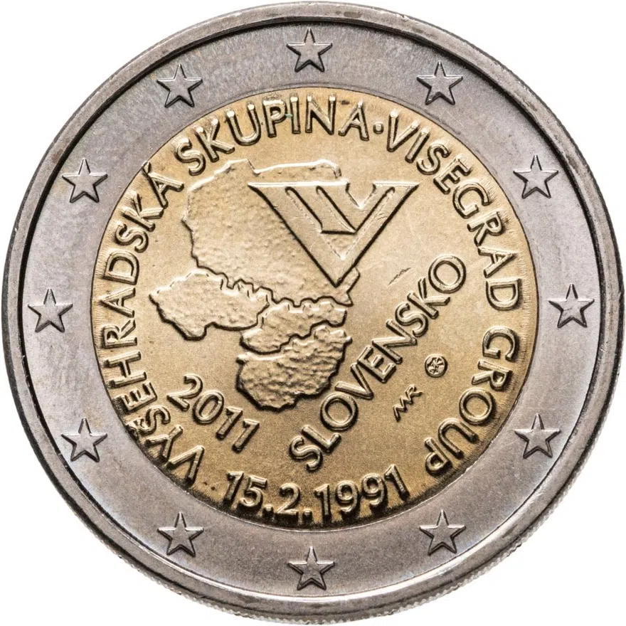 Словакия 2 euro (евро) 2011 20 лет формирования Вишеградской группы