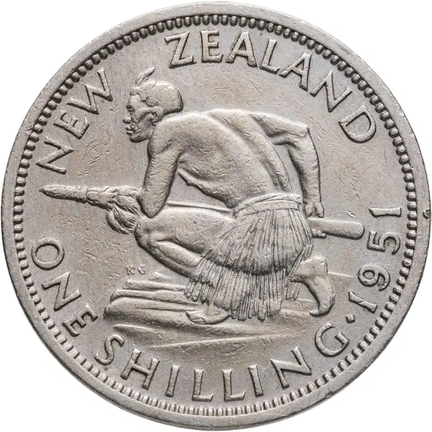 Новая Зеландия 1 шиллинг (shilling) 1951, реверс