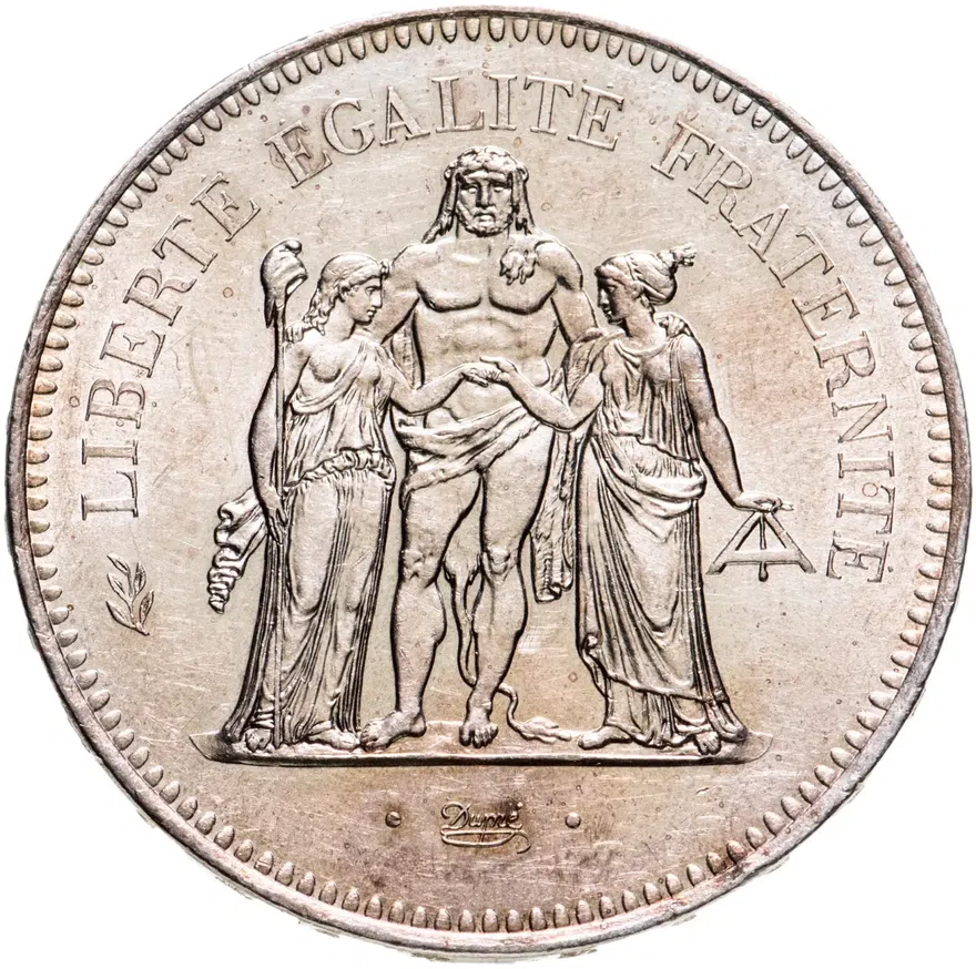 Франция 50 франков (francs) 1976  Свобода, равенство, братство, аверс