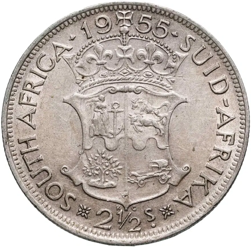 ЮАР 2 1/2 шиллинга (shillings) 1955, реверс
