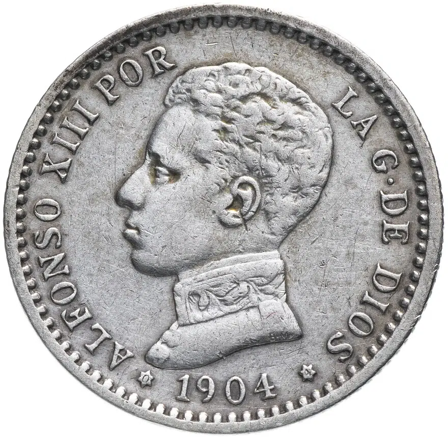 Испания 1 песета (peseta) 1904