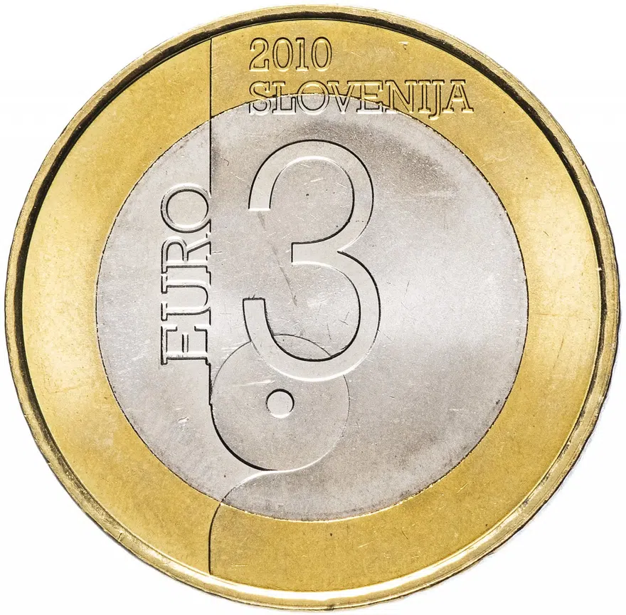 Словения 3 евро 2010 "Любляна - Всемирная столица книги"