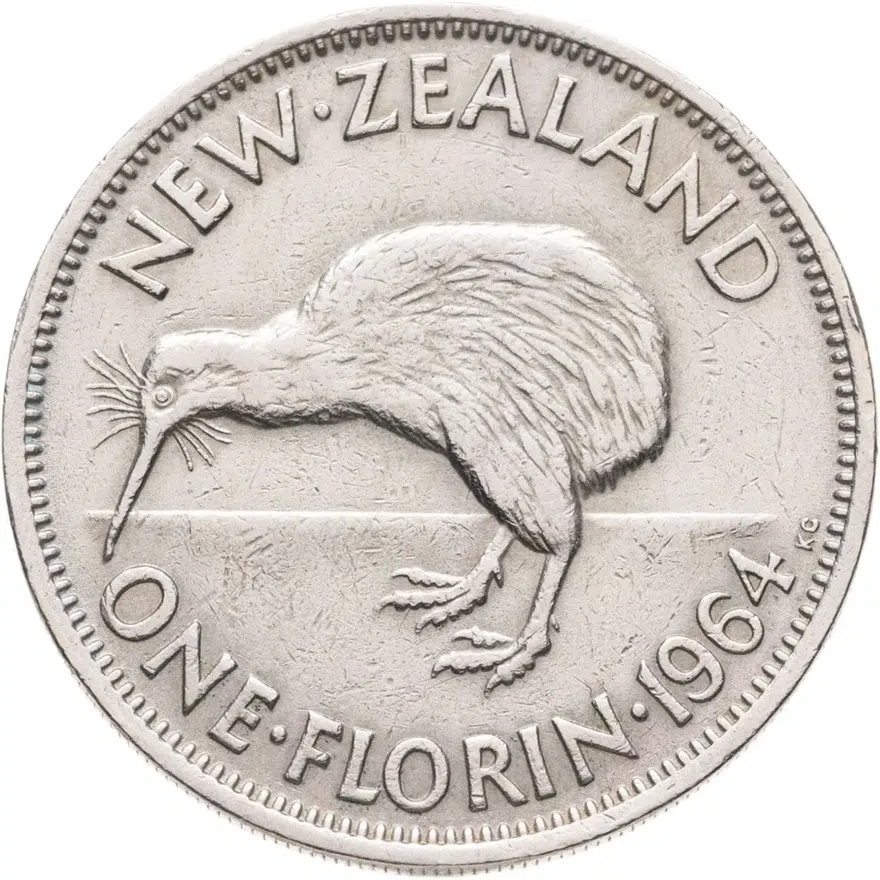 Новая Зеландия 2 шиллинга (florin, shillings) 1964, аверс