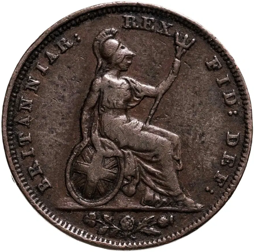 Великобритания 1 фартинг 1835, реверс