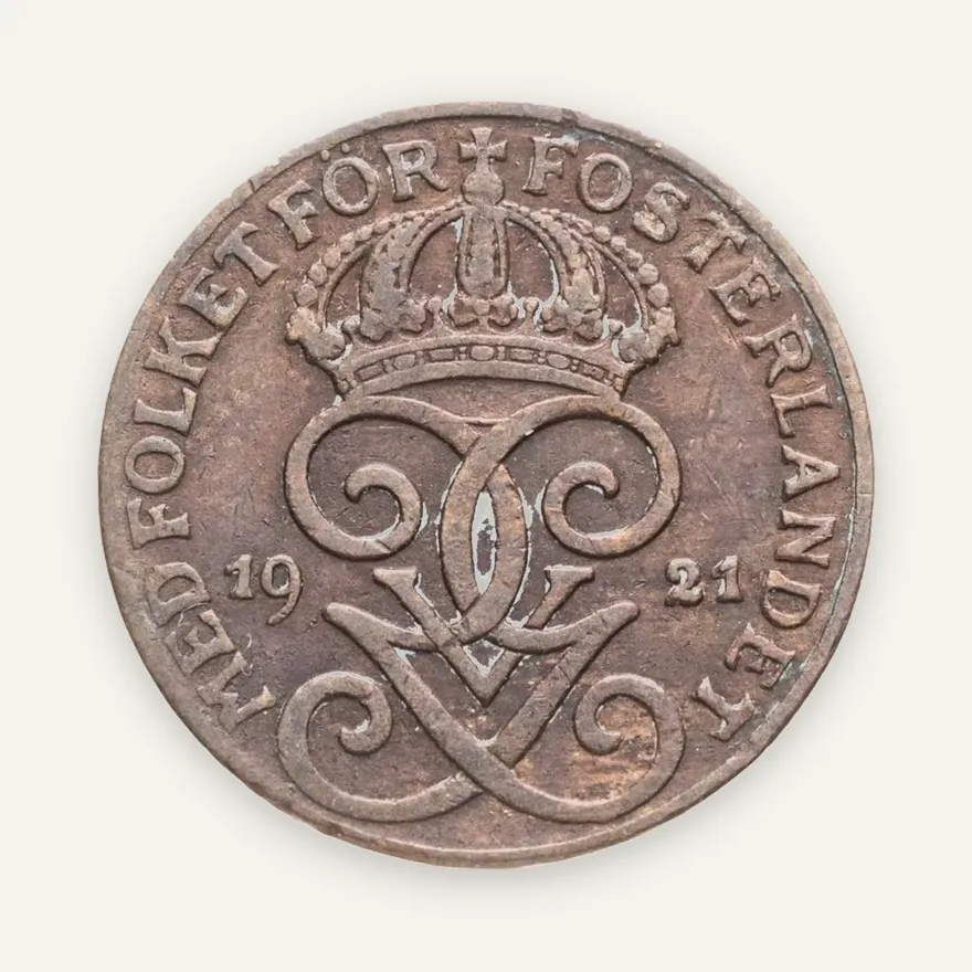 Швеция 1 эре (ore) 1921, аверс