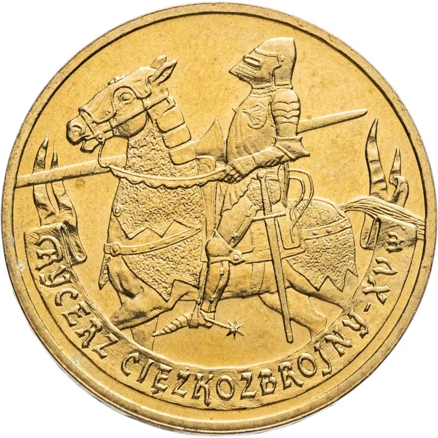 Польша 2 злотых (zlote) 2007 История польской кавалерии - рыцарь XV века, аверс