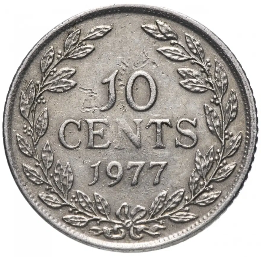 Либерия 10 центов (cents) 1977, реверс