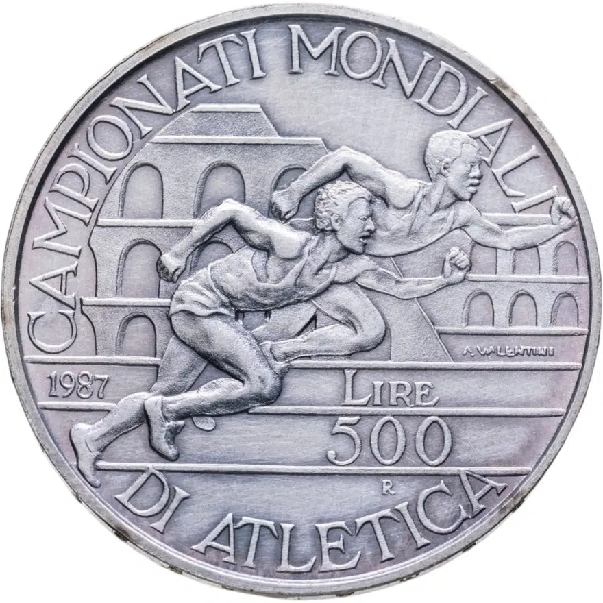 Италия 500 лир (lire) 1987  Чемпионат мира по лёгкой атлетике '87, аверс