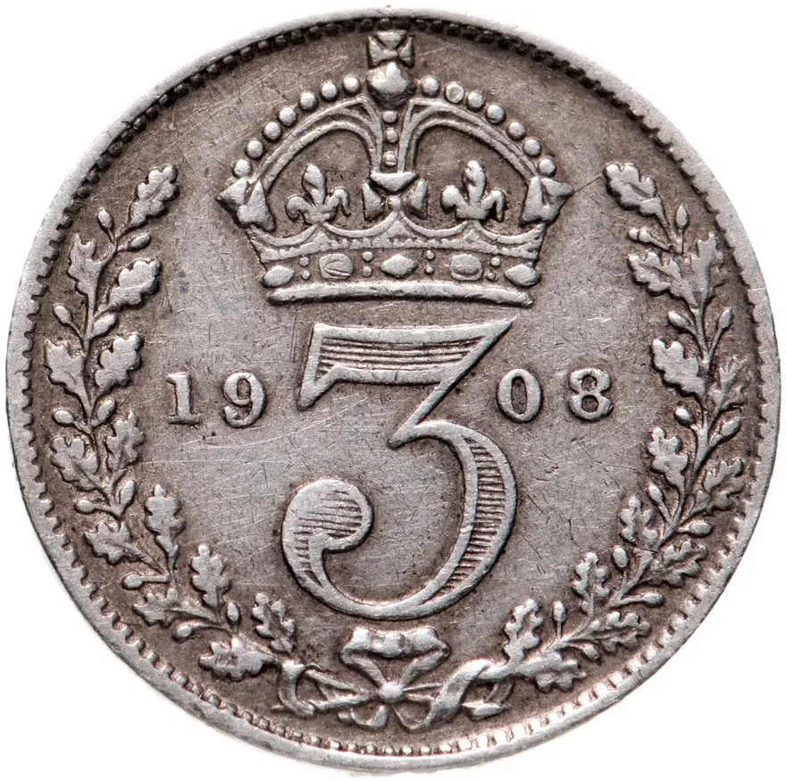 Великобритания 3 пенса (pence) 1908, реверс