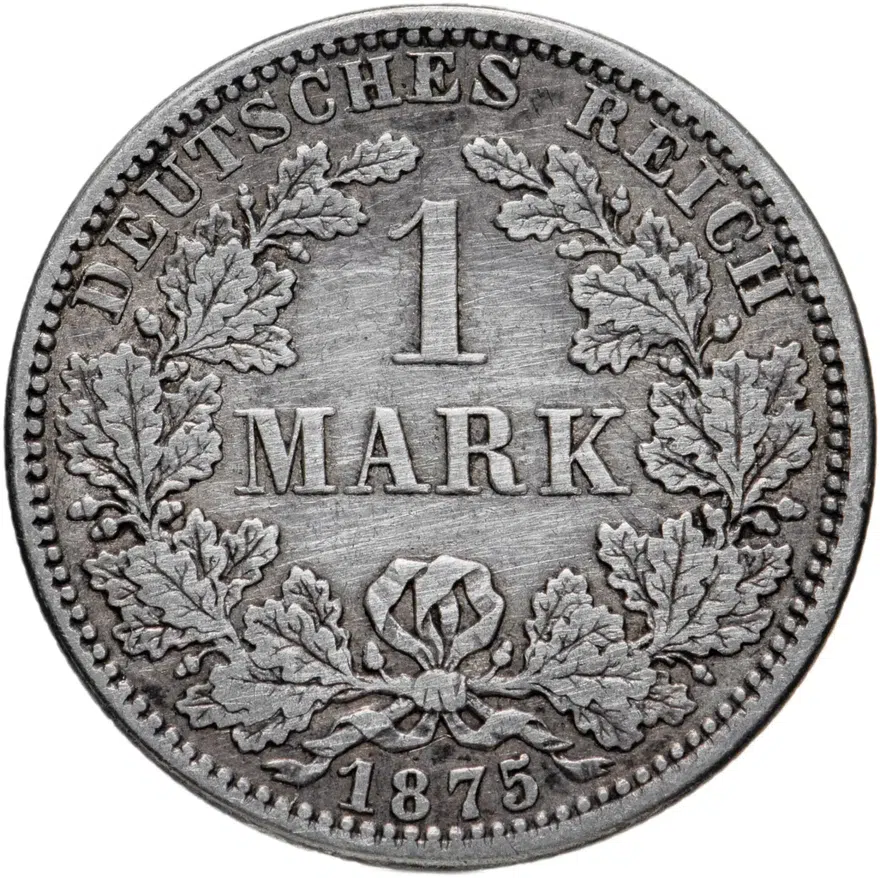 Германия 1 марка (mark) 1875 A  знак монетного двора: "A" - Берлин