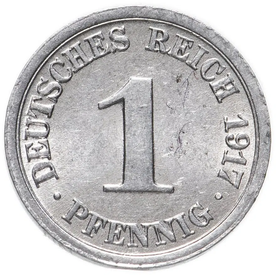 1 пфенниг (pfennig) 1917 F