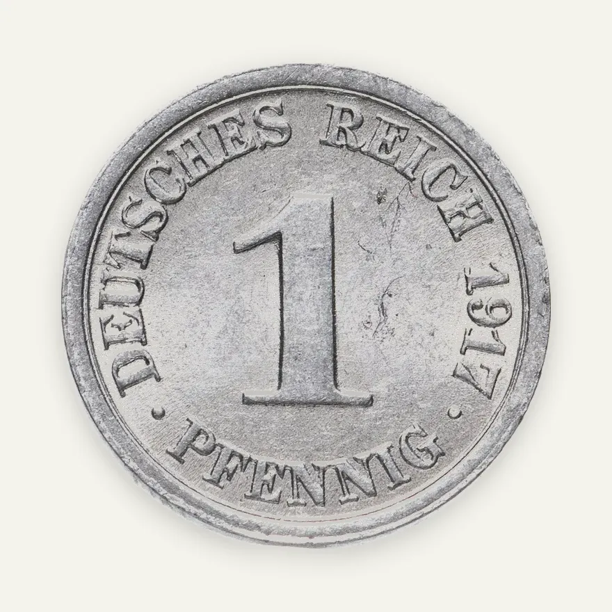 1 пфенниг (pfennig) 1917 F, реверс