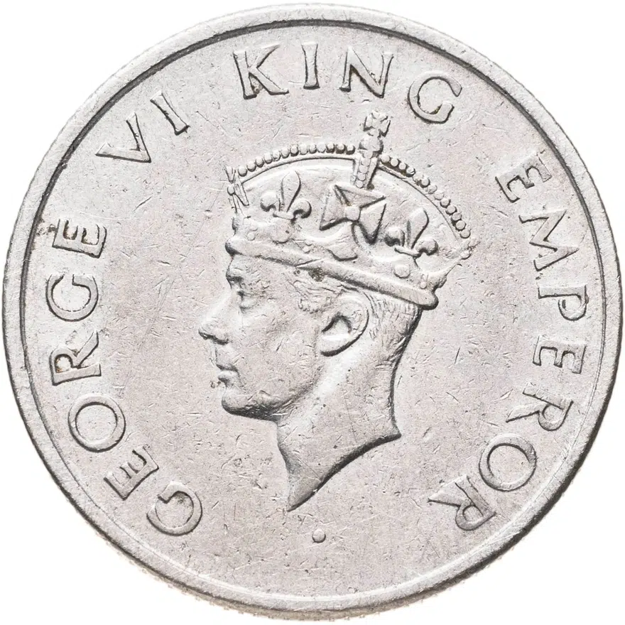 Индия (Британская) 1/2 рупии (rupee) 1946, аверс