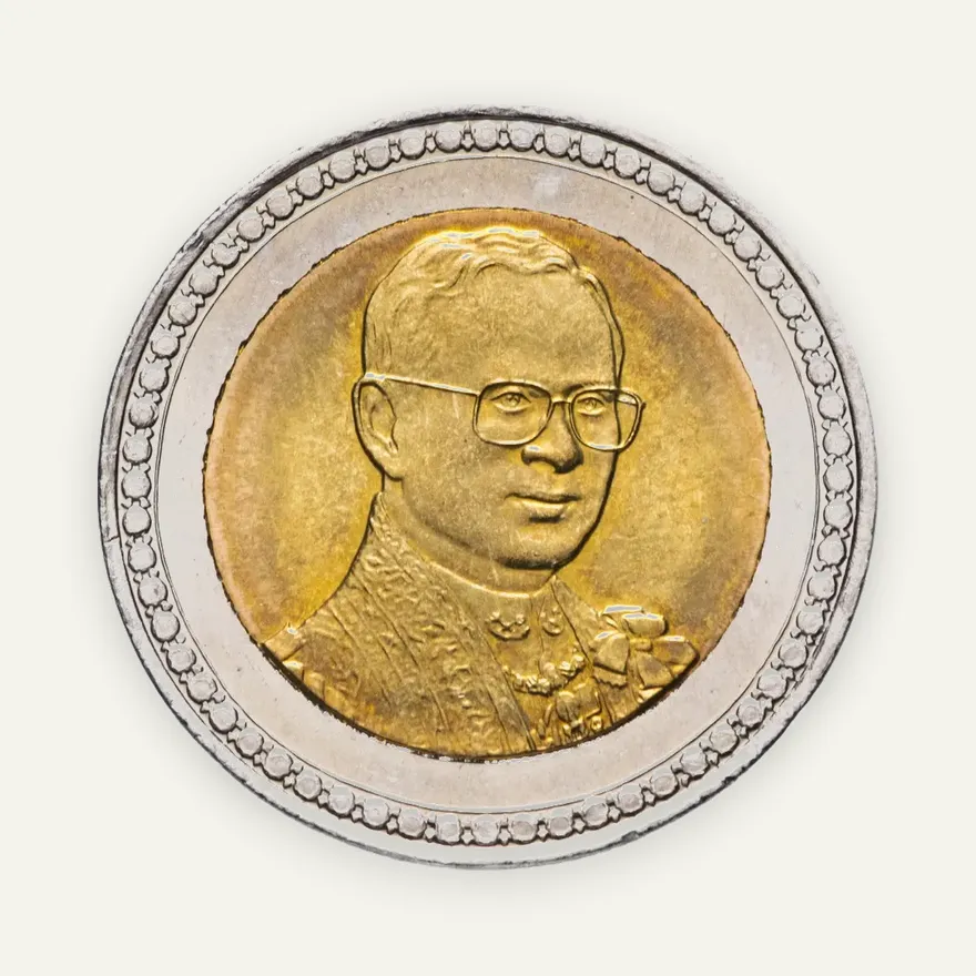 Таиланд 10 бат 2006 "60 лет коронации Короля Рамы IX", реверс
