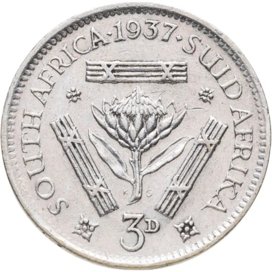 ЮАР 3 пенса 1937 Георг VI, реверс